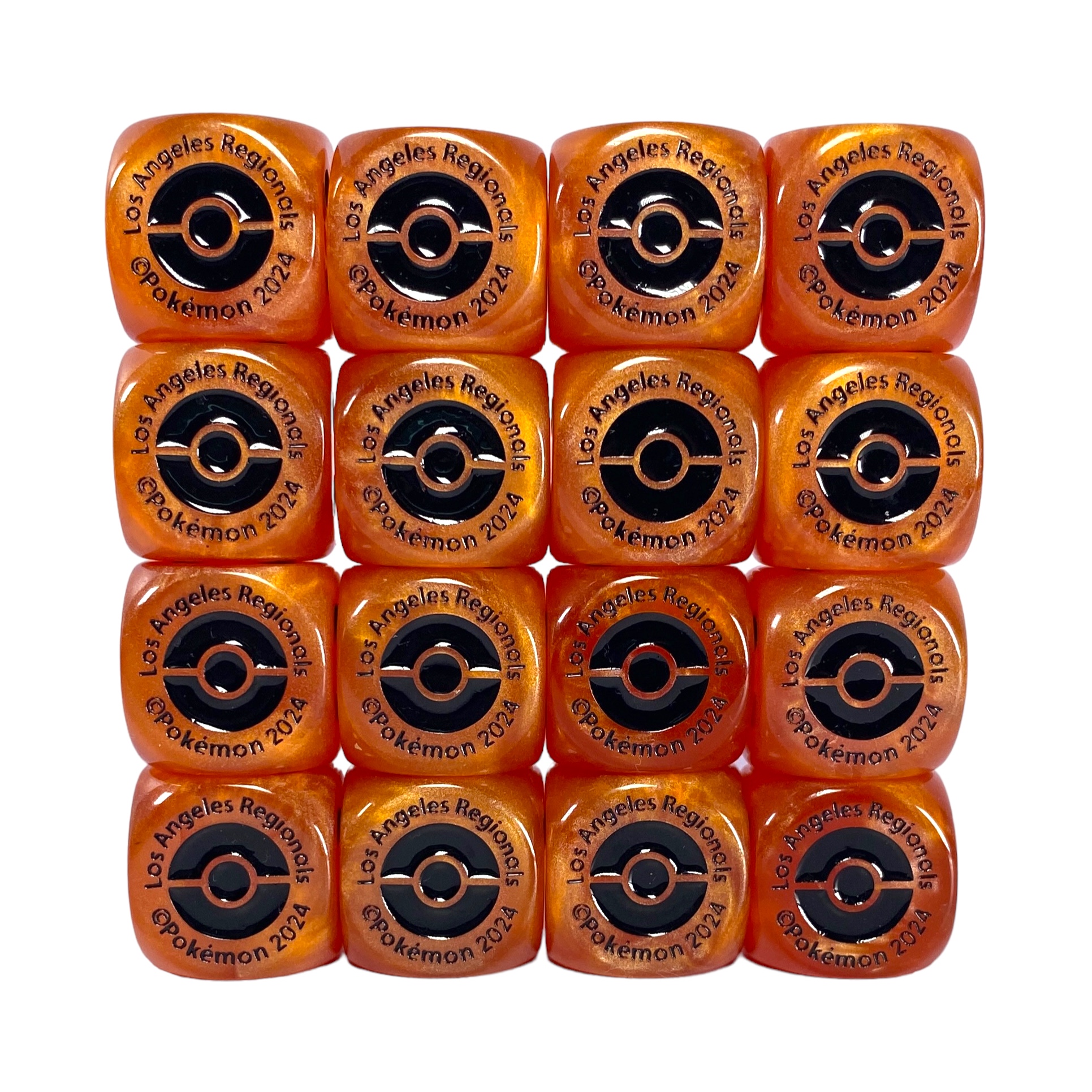 Custom dice made for a Pokemon TCG Regionals event in Los Angeles